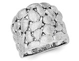 Satin Textured Nugget Ring in Sterling Silver with Rhodium Plating